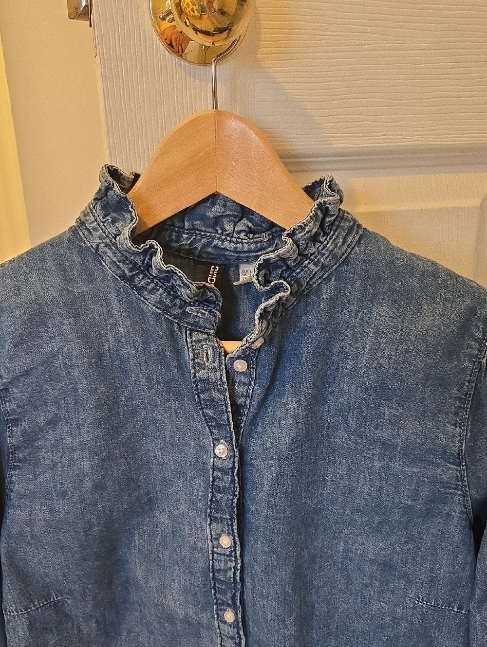 H&M Ruffle Trimmed Denim Blouse - Picture 8 of 10
